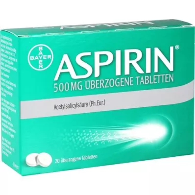 ASPIRIN 500 mg overtrukne tabletter, 20 stk