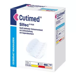 CUTIMED Siltec Plus skumbandage 10x10 cm klæbende, 12 stk