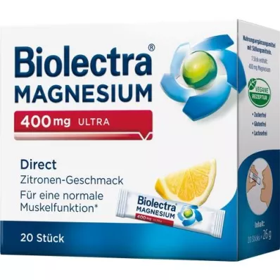 BIOLECTRA Magnesium 400 mg ultra Direct Lemon, 20 stk