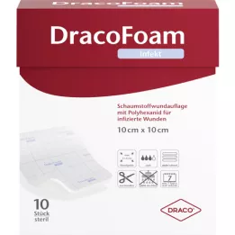 DRACOFOAM Infect Foam Wound Dressing 10x10 cm, 10 stk