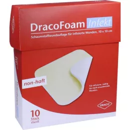 DRACOFOAM Infect Foam Wound Dressing 10x10 cm, 10 stk