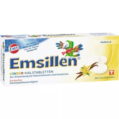 EMSILLEN Børnehals-tabletter vanilje, 20 stk