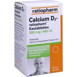 CALCIUM D3-ratiopharm tyggetabletter, 100 kapsler