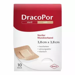 DRACOPOR Sårbandage 3,8x3,8 cm steril hudfarvet, 10 stk