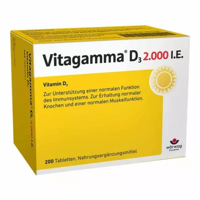 VITAGAMMA D3 2.000 I.U. D3-vitamin NEM Tabletter, 200 stk