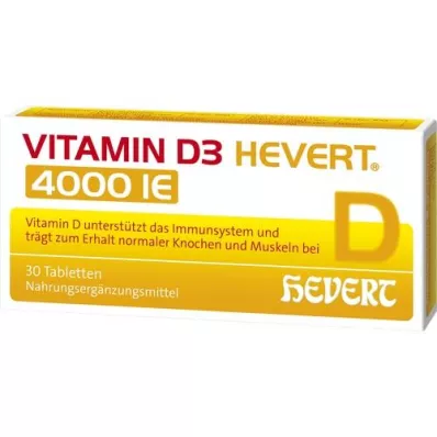 VITAMIN D3 HEVERT 4.000 I.U. tabletter, 30 stk
