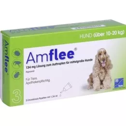 AMFLEE 134 mg spot-on opløsning til mellemstore hunde 10-20 kg, 3 stk