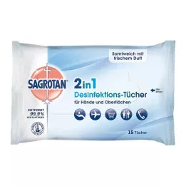 SAGROTAN 2in1 desinfektionsservietter, 15 stk