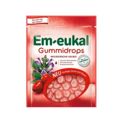 EM-EUKAL Gummidråber vild kirsebær-salvie med sukker, 90 g