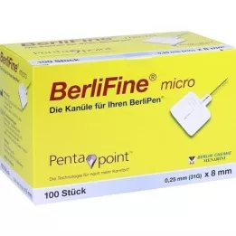 BERLIFINE mikronåle 0,25x8 mm, 100 stk