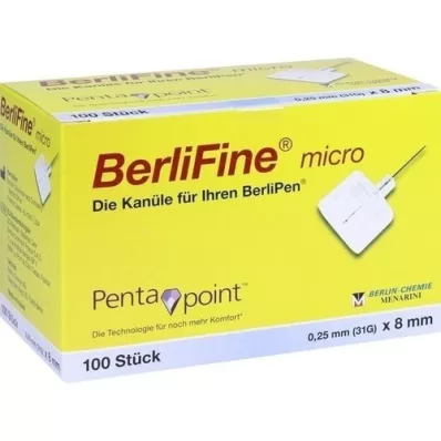 BERLIFINE mikronåle 0,25x8 mm, 100 stk