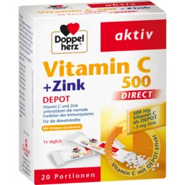 DOPPELHERZ C-vitamin 500+Zink Depot DIRECT Pellets, 20 stk