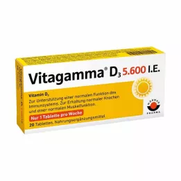 VITAGAMMA D3 5.600 I.E. Vitamin D3 NEM Tabletter, 20 stk
