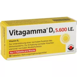 VITAGAMMA D3 5.600 I.E. D3-vitamin NEM Tabletter, 50 stk