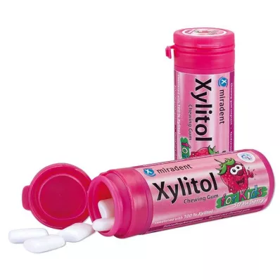 MIRADENT Xylitol tyggegummi jordbær, 30 g