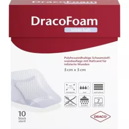 DRACOFOAM Infekt haft Foam Wound Dressing 5x5 cm, 10 stk