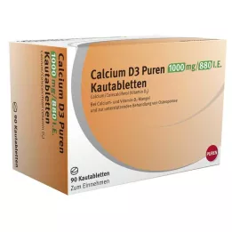 CALCIUM D3 Puren 1000 mg/880 I.E. tyggetabletter, 90 kapsler
