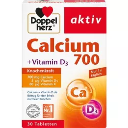 DOPPELHERZ Calcium 700+Vitamin D3-tabletter, 30 kapsler