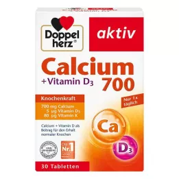 DOPPELHERZ Calcium 700+Vitamin D3-tabletter, 30 kapsler