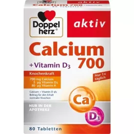 DOPPELHERZ Calcium 700+Vitamin D3-tabletter, 80 kapsler