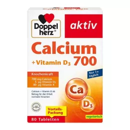 DOPPELHERZ Calcium 700+Vitamin D3-tabletter, 80 kapsler