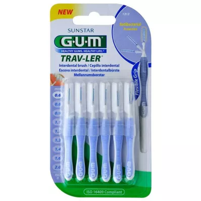 GUM TRAV-LER 0,6 mm lyseblå mellemrumsbørste, 6 stk