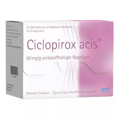 CICLOPIROX acis 80 mg/g neglelak indeholdende aktiv ingrediens, 6 g