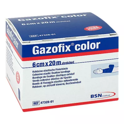 Gazofix farvefikseringsbandage sammenhængende 6 cmx20 m blå, 1 stk
