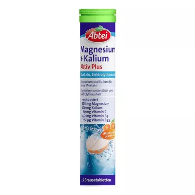 Abbey Magnesium + Potassium Active Plus brusetabletter, 15 stk