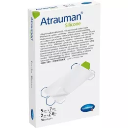 ATRAUMAN Sterile 5x7 cm kompresser af silikone, 10 stk