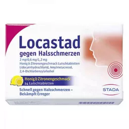 LOCASTAD mod ondt i halsen Honning-Citron Lut.-T., 24 stk