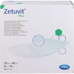 ZETUVIT Plus ekstra stærkt absorberende kompres sterilt 20x40 cm, 10 stk