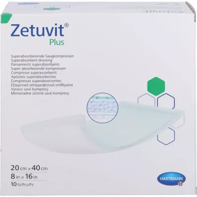 ZETUVIT Plus ekstra stærkt absorberende kompres sterilt 20x40 cm, 10 stk