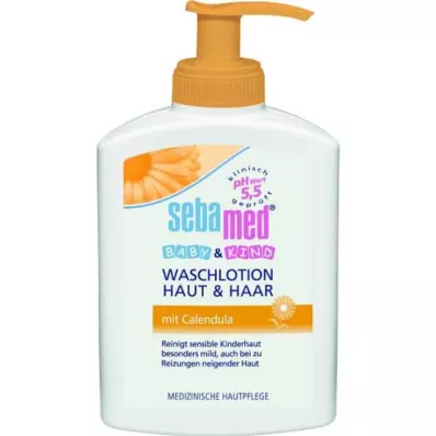 SEBAMED BABY &amp; KIND Hudvaskelotion &amp; Hår med morgenfrue, 200 ml