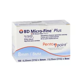 BD MICRO-FINE+ 8 pennenåle 0,25x8 mm, 100 stk