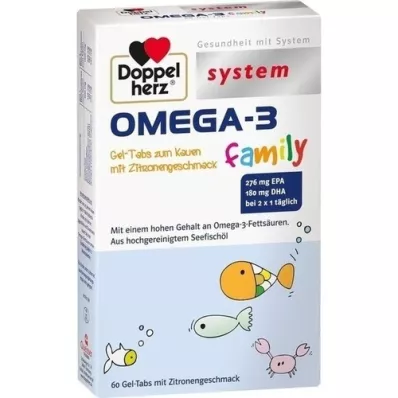 DOPPELHERZ Omega-3 Gel-Tabs familiesystem, 60 stk