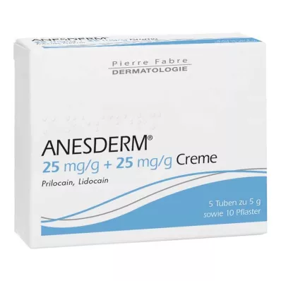 ANESDERM 25 mg/g + 25 mg/g creme + plaster, 5X5 g
