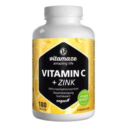VITAMIN C 1000 mg højdosis+zink veganske tabletter, 180 stk