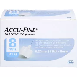 ACCU FINE sterile nåle til insulinpenne 8 mm 31 G, 100 stk