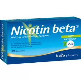 NICOTIN beta Mint 2 mg tyggegummi indeholdende aktiv ingrediens, 30 stk