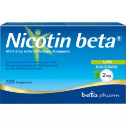 NICOTIN beta Mint 2 mg tyggegummi indeholdende aktiv ingrediens, 105 stk
