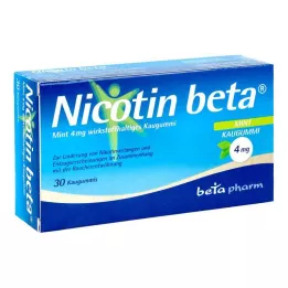 NICOTIN beta Mint 4 mg tyggegummi indeholdende aktiv ingrediens, 30 stk