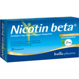 NICOTIN beta Fruitmint 2 mg tyggegummi indeholdende aktiv ingrediens, 30 stk