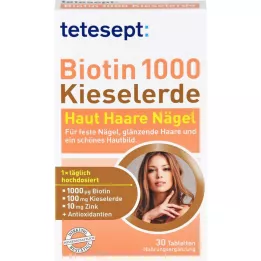 TETESEPT Biotin 1000 kiseljord filmovertrukne tabletter, 30 kapsler
