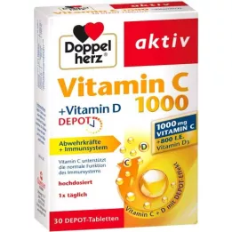 DOPPELHERZ Vitamin C 1000+Vitamin D Depot aktiv, 30 stk