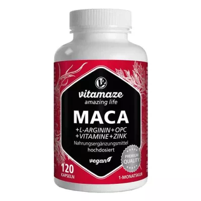 MACA 10:1 højdosis+L-arginin+OPC+Vit.vegansk Kps., 120 stk