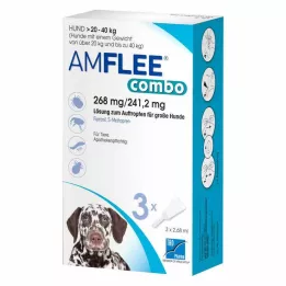 AMFLEE combo 268/241,2mg Lsg.z.Auf.f.Hunde 20-40kg, 3 stk