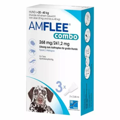 AMFLEE combo 268/241,2mg Lsg.z.Auf.f.Hunde 20-40kg, 3 stk