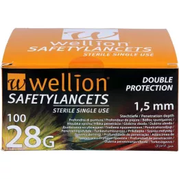 WELLION Safetylancets 28 G sikkerhed til engangsbrug, 100 stk