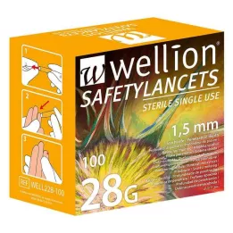 WELLION Safetylancets 28 G sikkerhed til engangsbrug, 100 stk